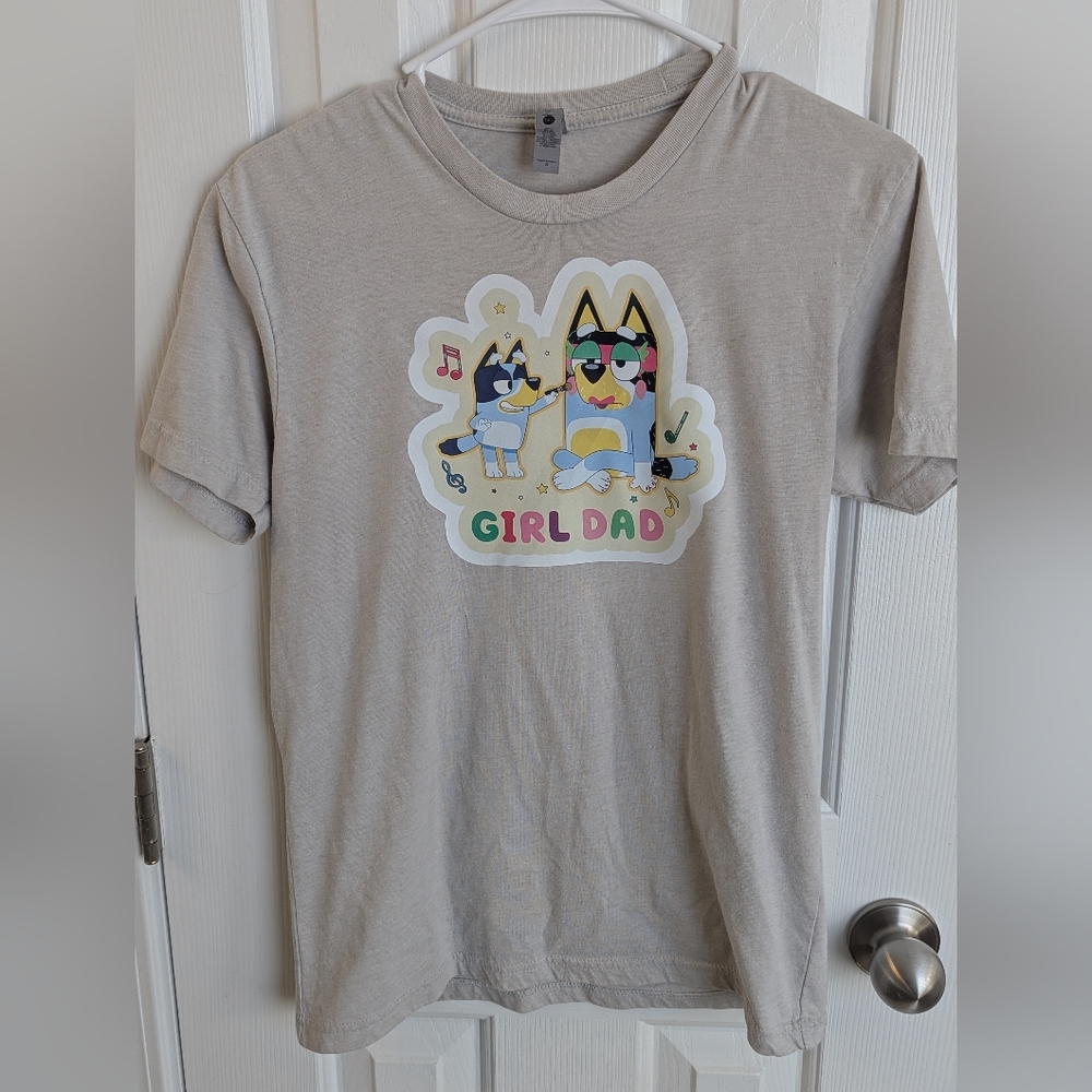 Bluey girl Dad bandit mens novelty crew neck short t Shirt next level Father's D